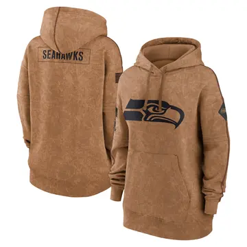 Women's Seattle Seahawks Brown 2023 Salute to Service Pullover Hoodie By Nike