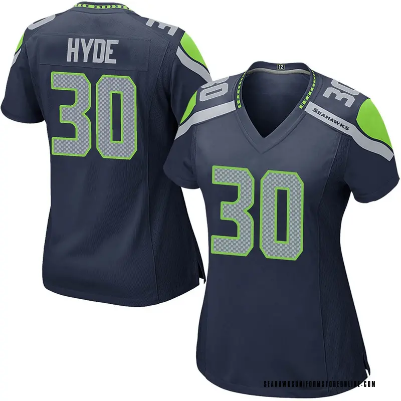 Women's Seattle Seahawks Carlos Hyde Navy Game Team Color Jersey By Nike